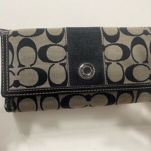 Coach Black and Cream Signature Wallet